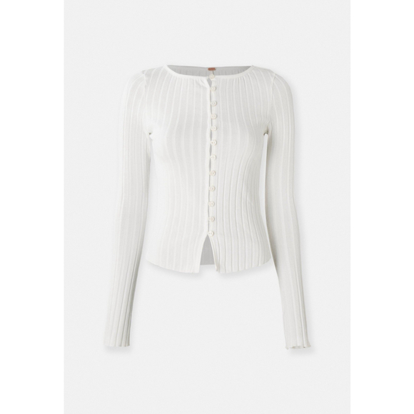 Free People Tilly Long Sleeve Cardi Blouse Top Knit Ribbed Button Down Size XS - Picture 4 of 11